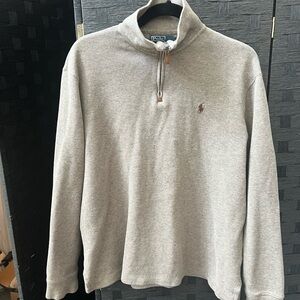 Ralph Lauren Gray Zip Up Sweater with Stand-Up Collar